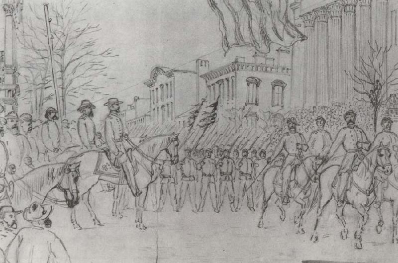 William Waud Sherman Reviewing His Army on Bay Street,Savannah,January Sweden oil painting art